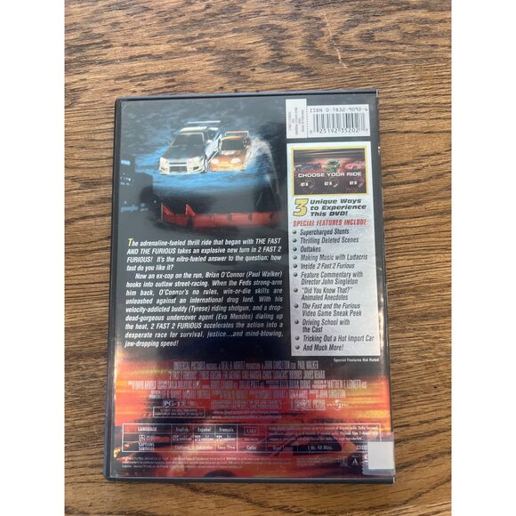 2 Fast 2 Furious 2003 DVD Action Thriller Paul Walker Eva Mendes Pre-Owned - Picture 2 of 4